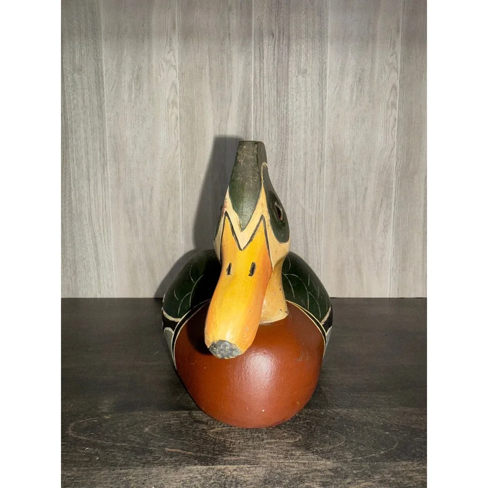 Vintage Hand Painted Wooden Wood Duck Decoy Decorative Folk‎ Art Figurine